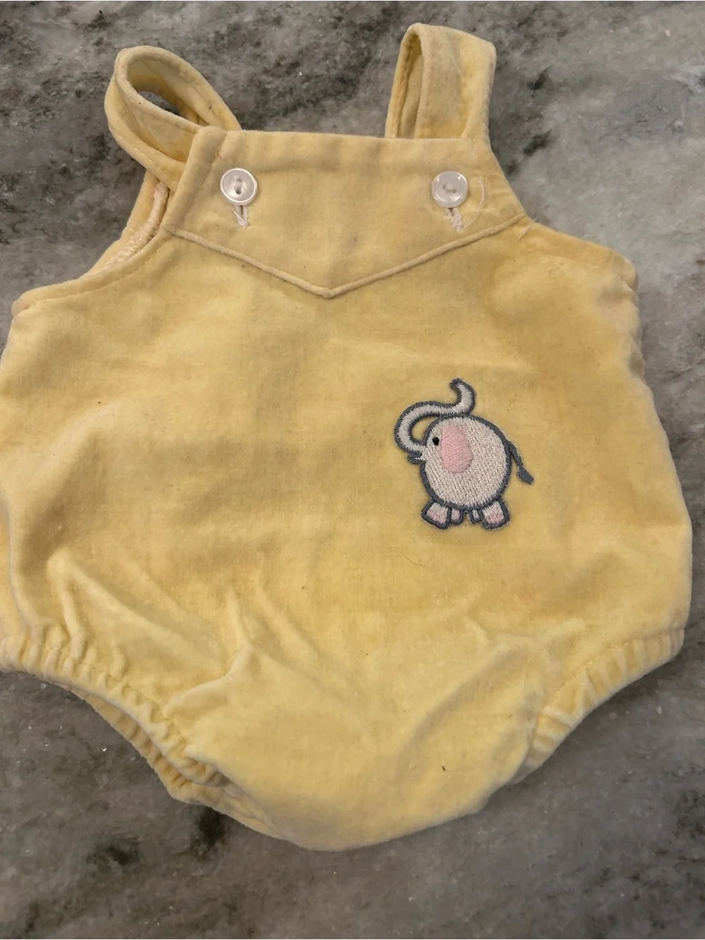 Coleco cabbage patch doll vintage Yellow Romper with Elephant Applique -